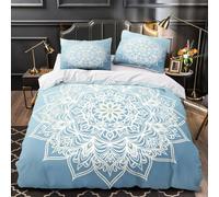 KLZXCVBNMQW Mandala Linge de Lit 3D Imprimé Microfibre Résistante 3 Pièces Éclair Douce Boho Housse de Couette Ultra Douce Entretien Facile for Adulte Double（200x200cm）