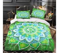 KLZXCVBNMQW Mandala Parure de Lit Microfibre Résistante 3D Imprimée 3 Pièces Éclair Ultra Douce Spiritual Ensemble De Literie Hypoallergique Entretien Facile for Adulte Double（200x200cm）