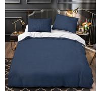 KLZXCVBNMQW Navy Bleu Tone Housse de Couette Microfibre 3D Imprimée 3 Pièces 2 Taies Super Douce Moderne Minimaliste Linge de Lit Léger Entretien Facile for Enfants Garçons Ado Super King（260x220cm）
