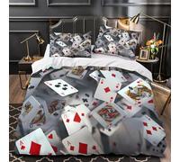 KLZXCVBNMQW Playing Cards Linge de Lit 3D Imprimée Microfibre Résistante 3 Pièces 2xTaies Super Douce Casual Game Parure de Lit Hypoallergique Résistante for Fille Double（200x200cm）