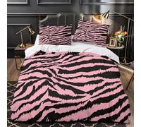 KLZXCVBNMQW Rose Tiger Stripes Ensemble De Literie 3D Effet Microfibre 3 Pièces 2 Taies Ultra Douce Abstrait Animal Housse de Couette Léger Résistante for Enfant Single（140x200cm）