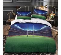 KLZXCVBNMQW Rugby Stadium Night Parure Lit 3D Microfibre 3Pcs Éclair Douce Sports Arena Numérique Housse Couette Douce Entretien Fac for Hommes Enfants Double(200x200)