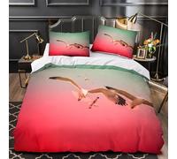 KLZXCVBNMQW Seagulls in Flight Housse de Couette 3D Imprimée Microfibre 3 Pièces 2 Taies Douce Nature Linge de Lit Hypoallergique Entretien Facile for Enfants Garçons Ado Super King（260x220cm）