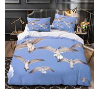 KLZXCVBNMQW Seagulls in Flight Parure de Lit 3D Imprimée Microfibre 3 Pièces 2xTaies Super Douce Nature Wildlife Linge de Lit Respirante Résistante for Garçons Adolescents Double（200x200cm）