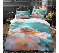 KLZXCVBNMQW Snail on Fleur Parure de Lit Microfibre Résistante 3D Imprimée 3 Pièces 2xTaies Douce Nature Fantasy Linge de Lit Super Douce Entretien Facile for Filles Ado King（220x240cm）