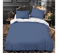 KLZXCVBNMQW Solid Bleu Tone Housse de Couette 3D Imprimée Microfibre 3 Pièces 2 Taies Douce Minimaliste Linge de Lit Hypoallergique Entretien Facile for Enfants Garçons Ado King（220x240cm）