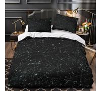 KLZXCVBNMQW StarryNightSky Housse de Couette 3D Imprimée Microfibre Hypoallergique 3 Pièces Taie Douce AstronomyConstellations Linge de Lit Léger Résistante for Adultes Enfants Single（135x200cm）