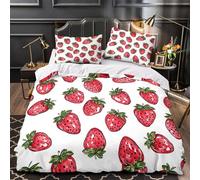 KLZXCVBNMQW Strawberry Ensemble Lit 3D Microfibre Hypo 3Pcs 2xTaies Douce Hand Drawn Doodle Housse Couette Douce Résistante Enfants Garçons Filles Double(200x200)