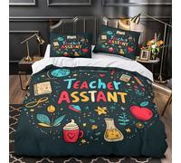 KLZXCVBNMQW Teacher Assistant Parure Lit Microfibre Hypo 3D 3Pcs Éclair Douce Coloré Education Icons Ensemble Lit Douce Entretien Fac for Couple Super King（260x220cm）