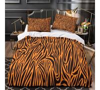 KLZXCVBNMQW TigerStripes Housse de Couette 3D Effet Microfibre 3 Pièces Éclair Ultra Douce Animal Parure de Lit Super Douce Entretien Facile for Adolescent Single（135x200cm）