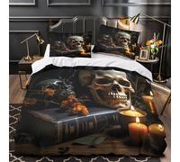 KLZXCVBNMQW Vintage Skull Decor Parure Lit 3D Microfibre 3Pcs Douce Gothic Still Life Housse Couette Hypoallergique Entretien Fac Enfants Garçons Filles King（220x240cm）