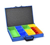 KM 320 Mallette à outils en métal robuste en tôle d'acier, boîte de rangement pour petites pièces, avec insert en mousse, pour installations de véhicules et WorkMo, idéale pour l'atelier et le