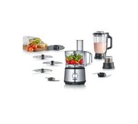 Severin Robot multifonctions KM 3892 – 1 200 W, 1,5 L, 2 vitesses + Pulse, noir/inox brossé