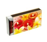 KM Firemaker - Lot de 10 boîtes d’allumettes longues 10 cm avec motifs bougies - Idéales pour cheminée, barbecue et bougies décoratives - Design chaleureux - Réf. Bougies