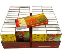 KM Firemaker - Lot de 48 boîtes d’allumettes longues 10 cm avec motifs floraux - Idéales pour barbecue, cheminée et bougies - Design décoratif élégant - Réf. 1556/s