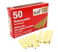 KM Firemaker Lot de 50 allume-feux à huile avec tête de râpe, Art. - 350, Essence, Métal, Rouge, Minimaliste, Bois
