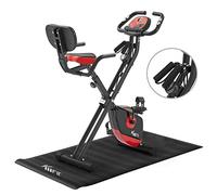 KM Fit 2in1 Vélo d'appartement avec écran LCD | Vélo d'appartement 16 niveaux de résistance | Capteurs de pouls manuels | Tapis de protection pour le sol & support pour téléphone portable inclus
