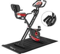 KM-Fit 2in1 Vélo d'appartement ergomètre vélo avec écran LCD, vélo de fitness pliable, tapis de protection pour le sol & support pour téléphone portable inclus