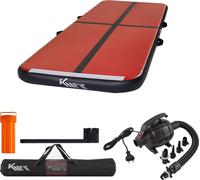 KM Fit Tapis de gymnastique gonflable Airtrack 4 m | Avec sac de transport, pompe à air électrique et kit de réparation | Résistant aux UV