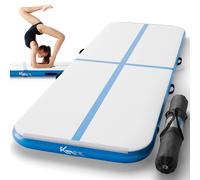 KM-Fit AirTrack tapis gym gonflable 300x100x10 cm Drop-Stitch avec pompe bleu
