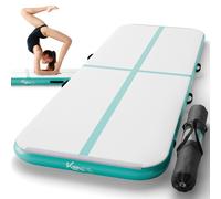 KM-Fit AirTrack tapis gym gonflable 300x100x10 cm Drop-Stitch avec pompe vert