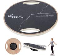 KM-Fit Balance Board rond | Toupie thérapeutique en bois | Entraîneur d'équilibre avec poignées Indoorboard, planche branlante pour l'entraînement de la coordination