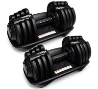 KM-Fit Lot de 2 Haltères Réglables 18 kg - 12 Niveaux Réglage à Une Main Stop-Lock