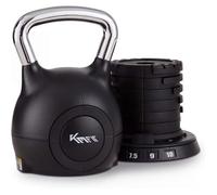 KM-Fit Kettlebell réglable 1 5-10 kg - 7 niveaux de poids poignée en acier avec plateau de rangement