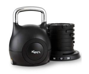 KM-Fit Kettlebell réglable 2-20 kg - 7 niveaux de poids poignée en acier avec plateau de rangement