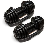 KM-Fit Lot de 2 Haltères Réglables 12 5 kg - 11 Niveaux Réglage à Une Main Système Stop-Lock