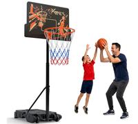 KM-Fit Panier Basket Réglable 110-210 cm Mobile Extérieur avec Roues avec Filets
