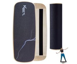 KM-Fit Planche d'équilibre en bois | Skateboard d'intérieur | Planche de surf pour entraînement | Entraînement de force et d'équilibre | Surf d'intérieur