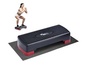 KM-Fit Stepper de Fitness | Plateau de Step Aerobic pour la maison | Step-Bench à 2 hauteurs réglables | Capacité jusqu’à 200 kg | Stepper de gymnastique pour la maison avec tapis antidérapant | Banc