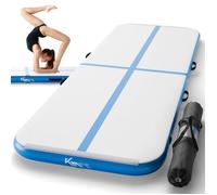 KM-Fit Tapis de gymnastique gonflable Airtrack | 3 m | Pompe + sac | Entraînement gym & fitness - Bleu