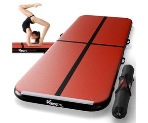 KM Fit Tapis de gymnastique gonflable Airtrack 4 m | Avec sac de transport, pompe à air électrique et kit de réparation | Résistant aux UV