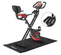 KM Fit 2in1 Vélo d'appartement avec écran LCD | Vélo d'appartement 16 niveaux de résistance | Capteurs de pouls manuels | Tapis de protection pour le sol & support pour téléphone portable inclus