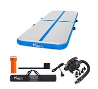 KM KM Fit Airtrack Tapis de gymnastique, gonflable, 5 m, avec sac de transport, pompe à air électrique et kit de patchwork, tapis de yoga, tapis d'entraînement, résistant aux UV, bleu