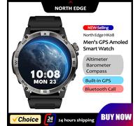 Km TH EDGE-Montre intelligente de sport pour homme, GPS, affichage Amoled, AOD, appel Bluetooth, baromètre d'altitude, boussole, étanche IP68, 1.43 black