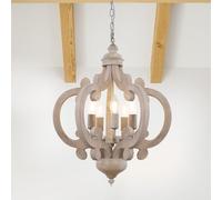 KMaiPem Lustre de ferme à 5 lumières vintage rustiques - Plafonnier réglable moderne français pour salon, chambre à coucher, cuisine, couloir, salle à manger, finition jaune antique gris