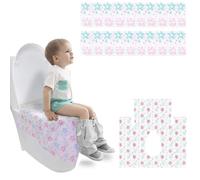 KMAKII Lot de 20 housses de siège de toilette jetables, coussinets en papier pour siège de toilette, housse de siège de toilette antidérapante et jetable pour siège de toilette pour bébé pour voyage