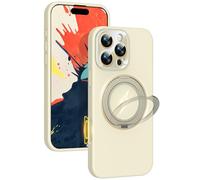 KMAMBAG Coque en silicone avec support magnétique rotatif à 360° pour iPhone 16 Pro Max, compatible avec Mag-Safe, protection rigide renforcée, coque de téléphone en caoutchouc de silicone liquide
