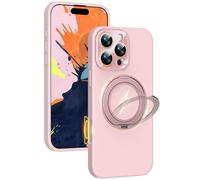 KMAMBAG Coque en silicone avec support magnétique rotatif à 360° pour iPhone 16 Pro Max, compatible avec Mag-Safe, protection rigide renforcée, coque de téléphone en caoutchouc de silicone liquide