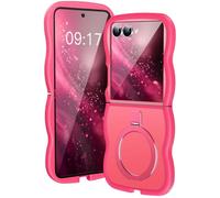 KMAMBAG [Support magnétique et cadre ondulé] Coque pour Samsung Galaxy Z Flip 7 [Convient pour Mag Safe] [Protection militaire contre les chutes] Ne jaunit pas Translucide Z Flip 7 Anneau de téléphone