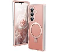 KMAMBAG [Support magnétique et cadre ondulé] Coque pour Samsung Galaxy Z Fold 7 [Convient pour Mag Safe] [Protection militaire contre les chutes] Ne jaunit pas Translucide Z Fold 7 Anneau de téléphone