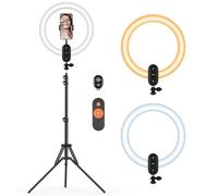Kmasic 12'' Ring Light Professionnel avec Trépied 160cm, Lumière Anneau Batterie Rechargeable de 2800mAh, Selfie LED Anneau Lumineux Lampe Photo pour Maquillage/Téléphone/Vidéo Vlog/TikTok/Youtube