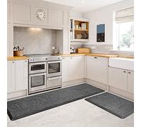 KMAT Lot de 2 Tapis de Cuisine rembourrés, Anti-Fatigue, imperméable, antidérapant, Ergonomique et Confortable pour la Maison, Le Bureau, l'évier, la buanderie, Le Bureau (43,9 x 71,1 cm + 43,9 x