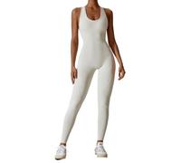 KMayVIEW KM Combinaison de yoga, de fitness, de sport, de gym, vêtements de yoga, pilates, entraînement pour femme, tenue de sport push-up (crème abricot, M)