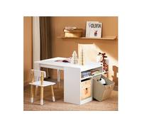 SoBuy Ensemble Table Enfant KMB113-W avec 2 Chaises, 1 Compartiment et 2 Boîtes de Rangement Blanc