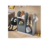 KMB40-HG Penderie pour Enfants, Garde-robe Enfants, Portant Vêtements Chambre Enfant, Porte-Vêtement pour Enfants, Porte-Manteau avec 3 Etagères, 1