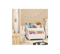 SoBuy Bibliothèque Enfant, Meuble Rangement Enfant avec 3 Compartiments, Étagère Livre et Meuble Rangement Jouet pour Chambre, Coffre a Jouet, Blanc 60x48x53cm KMB54-W